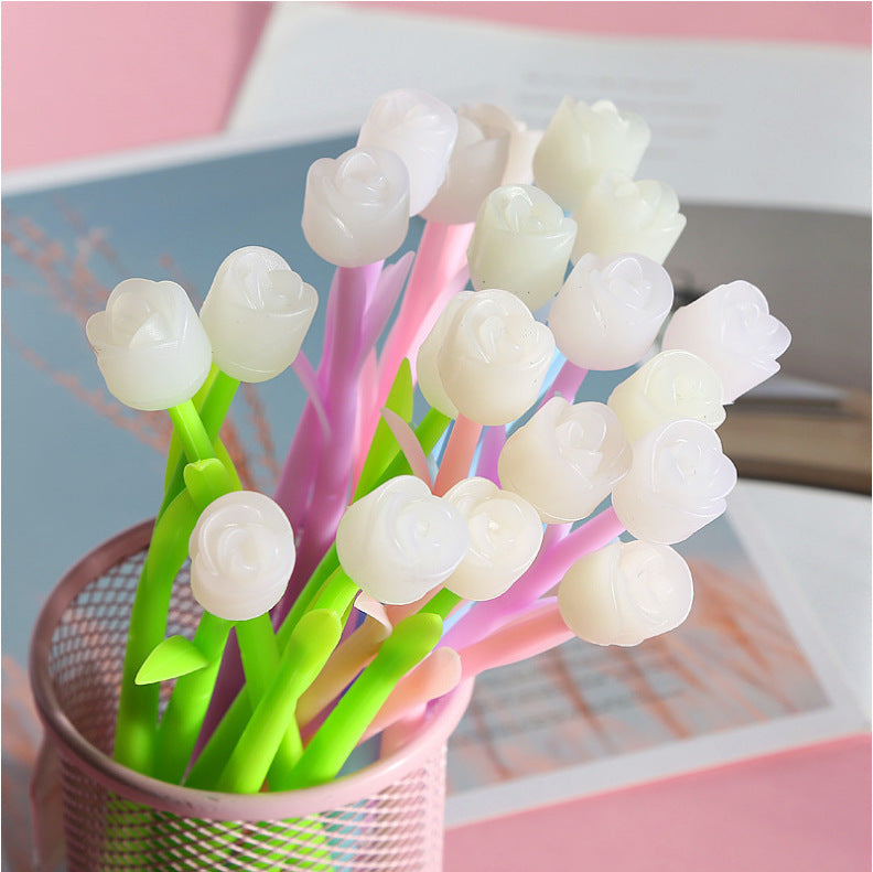 Wholesale 12 PCS Plastic Rose Flower Gel Pen